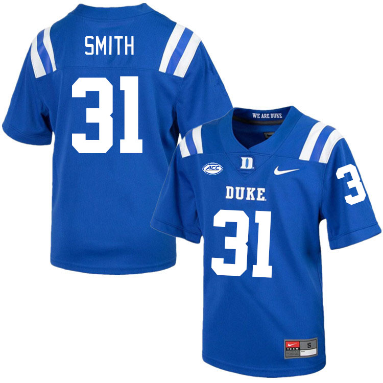 Men #31 Montreze Smith Duke Blue Devils College Football Jerseys Stitched-Royal